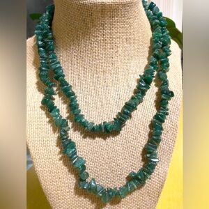 Green Aventurine Chip Gemstone Necklace 34"